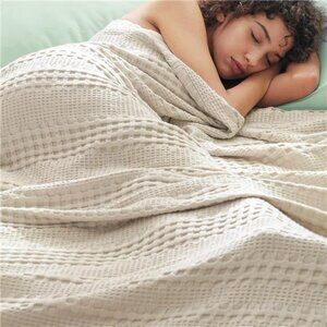 Cooling Waffle Blanket Queen Size, Lightweight 60% Rayon Derived from Bamboo